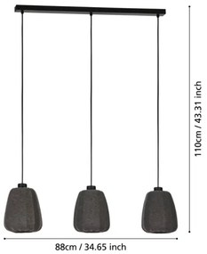 Eglo 43962 - Csillár zsinóron BARLASTON 3xE27/40W/230V