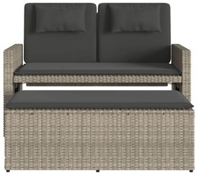 világosszürke polyrattan dönthető kerti pad párnával