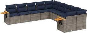 vidaXL 10 részes szürke polyrattan kerti ülőgarnitúra párnával