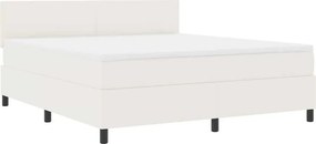 vidaXL LED Box Spring Ágy Krém és fehér 180 x 200 cm Bársonyos szövet