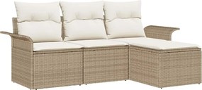 vidaXL Kanapé Szett párnával 4 pcs Bézs polirattan