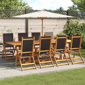 vidaXL 8 db tömör akácfa és textilén összecsukható kerti szék