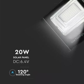 LED Dimmelhető napelemes reflektor LED/20W/6,4V 4000K IP65 + távirányítás