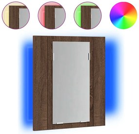 vidaXL barna tölgy szerelt fa tükrös szekrény LED-del 40 x 12 x 45 cm