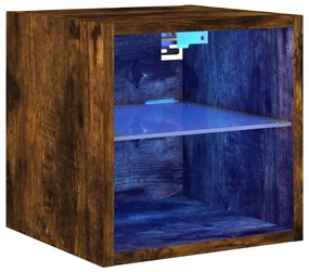 füstös tölgy színű fali TV-szekrény LED-ekkel 30 x 28,5 x 30 cm