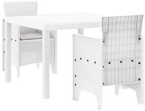 vidaXL Kert étkező szett 3 pcs Fehér Polipropilén
