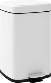 HOMCOM 20L Pedálos Konyhai Szemetes Fém Csendes Fedéllel, Kompakt, Kivehető Belső Vödör, 28L x 35W x 45H cm, Fehér | Aosom