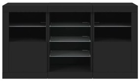 fekete tálalószekrény LED-világítással 123 x 37 x 67 cm