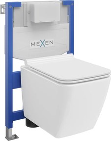 Mexen Vega szerelőkészlet WC beépíthető Fenix XS-F WC csészével és lassú záródású ülőkével, fehér fényes