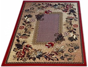 Piros-barna szőnyeg virágokkal, darabos Szélesség: 400 cm | Hossz: 500 cm