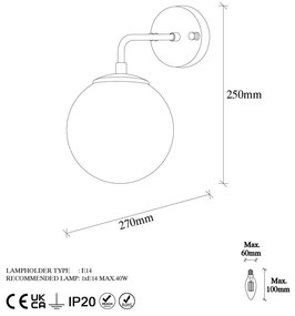 Fehér-bronzszínű fali lámpa ø 15 cm Viran – Opviq lights