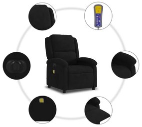 fekete bársony elektromos dönthető masszázsfotel