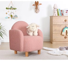 Rózsaszín buklé gyerek fotel Moylo – Artie