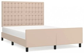 vidaXL cappuccino színű műbőr ágykeret fejtámlával 140x190 cm