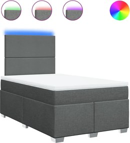 vidaXL sötétszürke szövet rugós ágy matraccal 120 x 200 cm