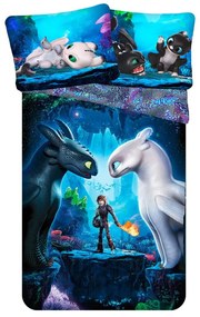 Kék egyszemélyes pamut gyerek ágyneműhuzat 140x200 cm How To Train Your Dragon – Jerry Fabrics