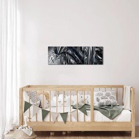 Kék és szürke absztrakció kép (órával) (90x30 cm)