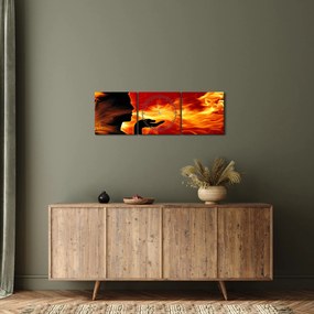 Egy nő képe lángokkal (órával) (90x30 cm)