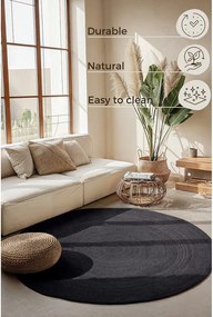 Fekete kétoldalas-kézi szövésű juta kerek szőnyeg ø 140 cm Braided – Hanse Home