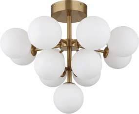 Globo 56143-13GD Mennyezeti lámpa fém aranyszínű matt, fehér színű üveg gömbökkel, ø: 560mm, M: 430mm, 13x G9 LED 5W 230V izzók nélkül