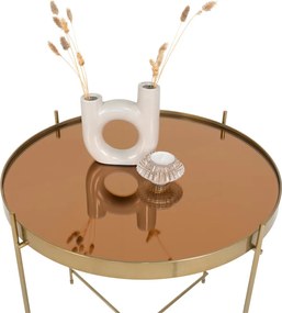 Venezia dohányzóasztal, üveg, sárgaréz színű acél 48x48cm