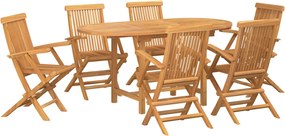 vidaXL Kert étkező szett 7 pcs Barna Tömör Teakfa