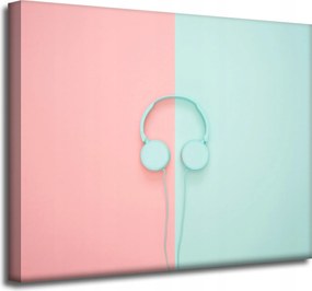 Vászonkép Zene Fejhallgató Kétszínű Pasztell színek 50x40