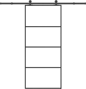 vidaXL ESG üveg és alumínium tolóajtó fémszerelvény-szettel 90x205 cm
