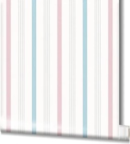 Tapéta Színes Csíkos Vinil Flizelin Fehér