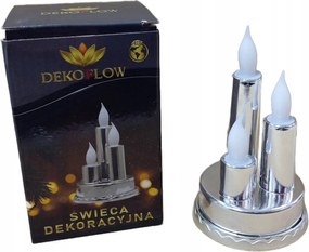 Dekorációs Gyertya Hármas Led betét lámpa ezüst Dekoflow