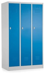 Fém szekrény - 3 szakasz, 90 x 50 x 150 cm, csavaros zár, kék - ral 5012