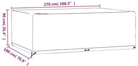 téglalap alakú kerti bútorhuzat 12 fűzőlyukkal 270x180x90 cm