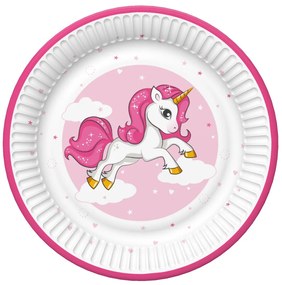 Unikornis Pink Heart papírtányér 8 db-os 18 cm