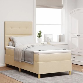 Box Spring Ágy Matraccal Krém Egyszemélyes Szövet