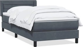 vidaXL sötétszürke bársony rugós ágy matraccal 90x210 cm