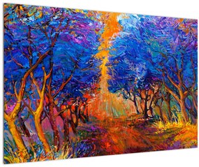 Kép - őszi fa koronák, modern impresszionizmus (90x60 cm)