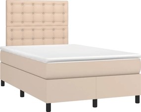 vidaXL cappuccino színű műbőr rugós ágy matraccal 120 x 190 cm