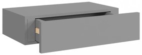 szürke falra szerelhető fiókos polc 40 x 23,5 x 10 cm