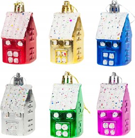 Karácsonyfadísz Házikó Medál Műanyag Nád Szett 6DB-OS