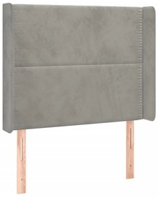 világosszürke bársony LED-es fejtámla 103x16x118/128 cm