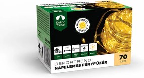 Dekortrend Napelemes fényfüzér, 70 LED, meleg fehér, csíptetővel
