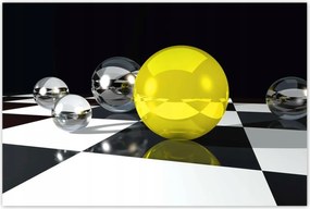 Poszterek 120x80 Sárga gömb a sakktáblán