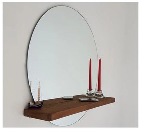 Fali tükör polccal SUNSET 70x70 cm fenyő