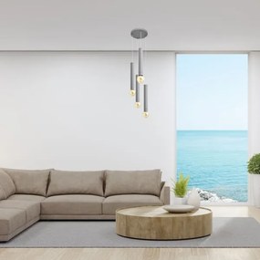 Csillár zsinóron TUBA 4xE27/15W/230V szürke