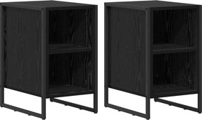 vidaXL Éjjeli asztal 2 pcs Fekete tölgy 39.5 x 30 x 50 cm Faanyag