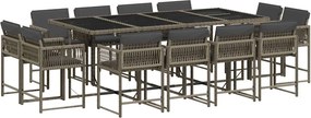 vidaXL 13 részes szürke polyrattan kerti ülőgarnitúra párnákkal