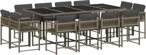 vidaXL 13 részes szürke polyrattan kerti ülőgarnitúra párnákkal