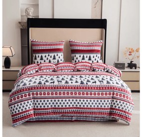 Mikroplüss TWINKLE CHRISTMAS ágyneműhuzat szett színes + Mikroplüss lepedő SOFT 90x200 cm fehér, egyszemélyes