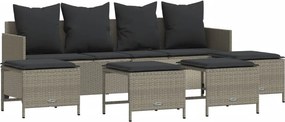 vidaXL 5 részes világosszürke polyrattan kerti ülőgarnitúra párnákkal
