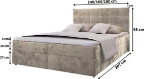 AKCIÓ Kárpitozott boxspring ágy GLORIEN VELVET 160x200 cm sötétzöld II. osztály